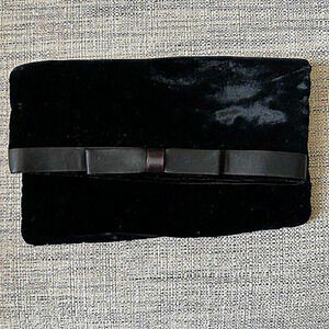Vintage Velvet Black Fold Over Bow Clutch‎